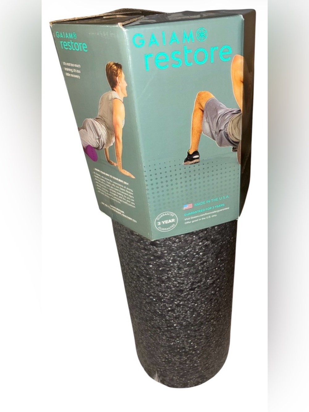 NWT GAIAM Restore 18 inch Gray Foam Roller for Muscle Recovery